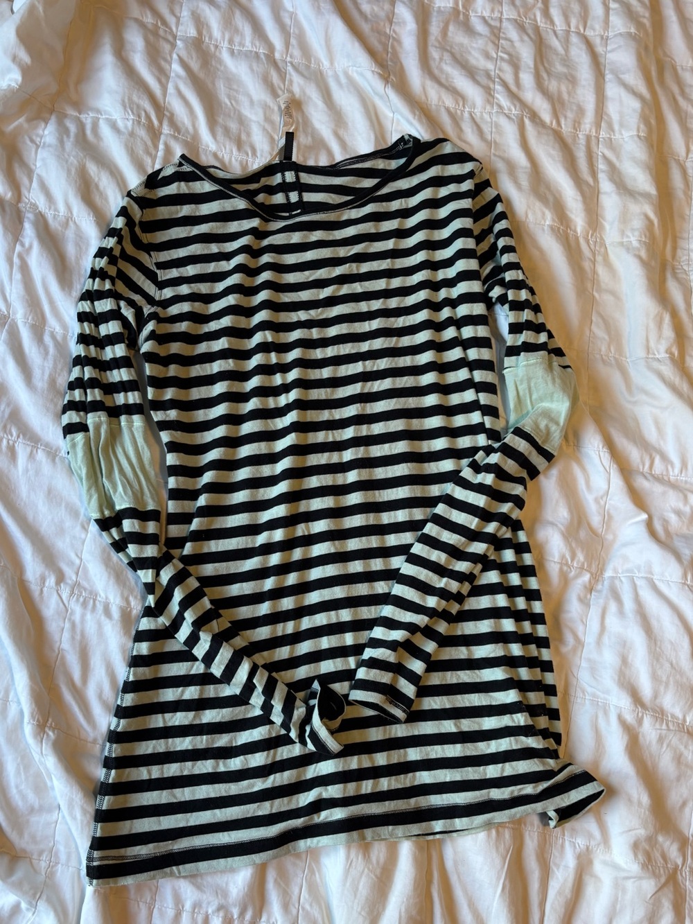 lululemon athletica black & light green Striped Long Sleeve Tee